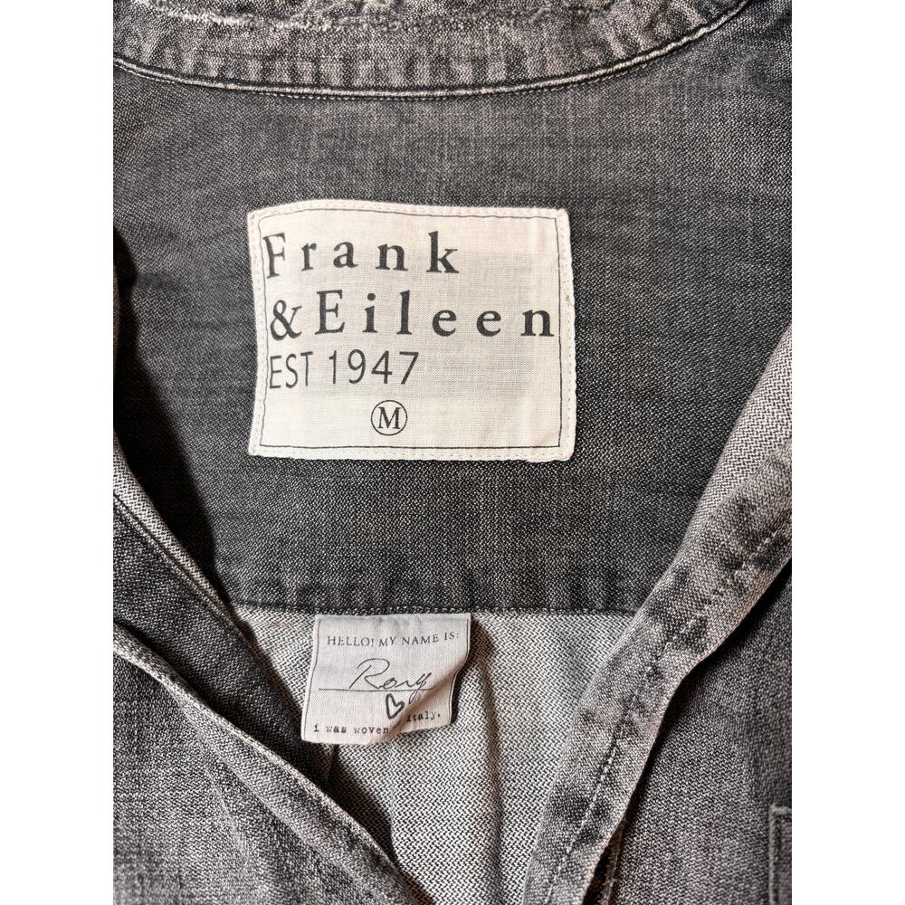 Frank & Eileen Womens M Black Denim Maxi Shirt Dress Button Down Raw Hem - Picture 11 of 13